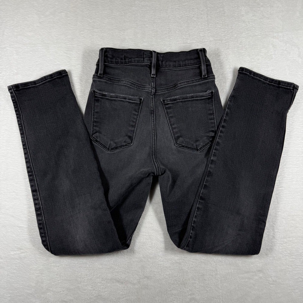 FRAME Le Pixie Sylvie Slender Straight High Rise Jeans Faded Black Size 24